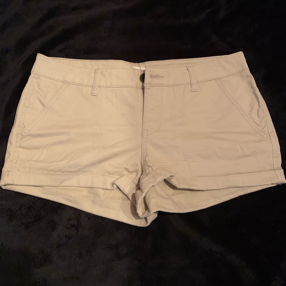 tan denim shorts
